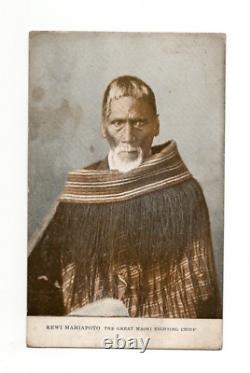 Colourised postcards with Maori imagery including Chiefs Rewi & Mohi (1900s)