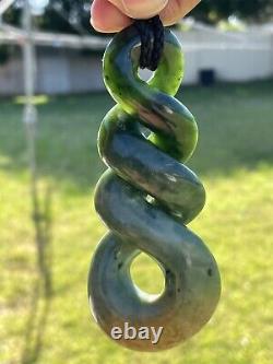 DEAN New Zealand Marsden Flower Jade Maori Pounamu'HUGE 3TONE QUADRUPULE' TWIST