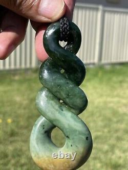 DEAN New Zealand Marsden Flower Jade Maori Pounamu'HUGE 3TONE QUADRUPULE' TWIST