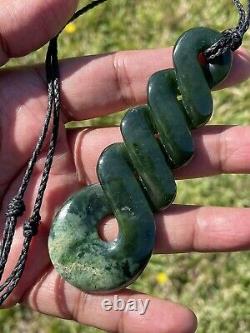 DEANs New Zealand Dark MARSDEN FLOWER JADE Maori Pounamu 2 TONE QUADRUPULE TWIST