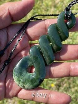 DEANs New Zealand Dark MARSDEN FLOWER JADE Maori Pounamu 2 TONE QUADRUPULE TWIST