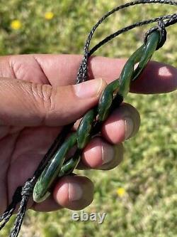 DEANs New Zealand Dark MARSDEN FLOWER JADE Maori Pounamu 2 TONE QUADRUPULE TWIST