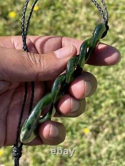 DEANs New Zealand Dark MARSDEN FLOWER JADE Maori Pounamu 2 TONE QUADRUPULE TWIST