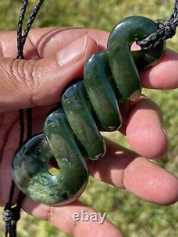 DEANs New Zealand Dark MARSDEN FLOWER JADE Maori Pounamu 2 TONE QUADRUPULE TWIST