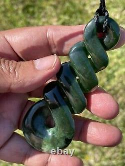 DEANs New Zealand Dark MARSDEN FLOWER JADE Maori Pounamu 2 TONE QUADRUPULE TWIST