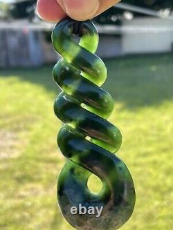 DEANs New Zealand Dark MARSDEN FLOWER JADE Maori Pounamu 2 TONE QUADRUPULE TWIST