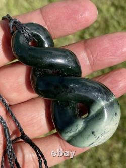 DEANs Superb 2 TONE JADE Maori Pounamu NZ Nephrite Greenstone PLUMP DOUBLE TWIST