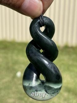 DEANs Superb 2 TONE JADE Maori Pounamu NZ Nephrite Greenstone PLUMP DOUBLE TWIST
