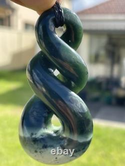DEANs Superb 2 TONE JADE Maori Pounamu NZ Nephrite Greenstone PLUMP DOUBLE TWIST