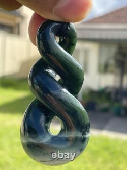 DEANs Superb 2 TONE JADE Maori Pounamu NZ Nephrite Greenstone PLUMP DOUBLE TWIST