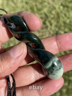 DEANs Superb 2 TONE JADE Maori Pounamu NZ Nephrite Greenstone PLUMP DOUBLE TWIST