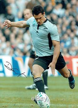Dan CARTER Signed Autograph 16x12 New Zealand Rugby All Blacks Photo AFTAL COA