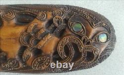 Detailed Vintage Carved New Zealand Maori Feather Box Waka Huia Treasure Box