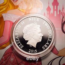 Disney 2015 Aurora 999 1 oz Silver Proof Coin Niue New Zealand Mint Free Ship
