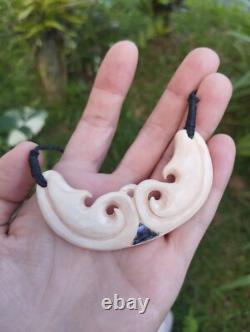 Double Koru Mana Flow Maori Pendant Hand Carved New Zealand Hei Taonga