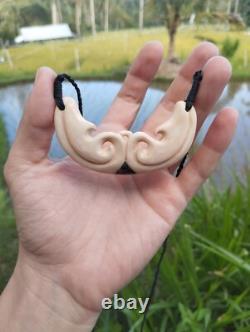 Double Koru Mana Flow Maori Pendant Hand Carved New Zealand Hei Taonga
