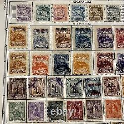 Early Lot Of Nicaragua & New Zealand Stamps On Album Page Mint, Used, Overprints