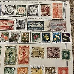 Early Lot Of Nicaragua & New Zealand Stamps On Album Page Mint, Used, Overprints
