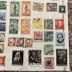 Early Lot Of Nicaragua & New Zealand Stamps On Album Page Mint, Used, Overprints