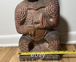 Excellent Antique Maori Tekoteko Ancestral Sculpture British Mus. Cast-Read 24