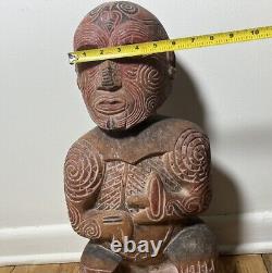 Excellent Antique Maori Tekoteko Ancestral Sculpture British Mus. Cast-Read 24