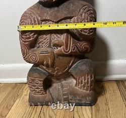 Excellent Antique Maori Tekoteko Ancestral Sculpture British Mus. Cast-Read 24