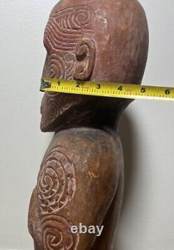 Excellent Antique Maori Tekoteko Ancestral Sculpture British Mus. Cast-Read 24