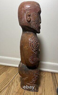 Excellent Antique Maori Tekoteko Ancestral Sculpture British Mus. Cast-Read 24