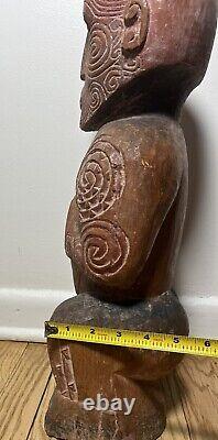 Excellent Antique Maori Tekoteko Ancestral Sculpture British Mus. Cast-Read 24