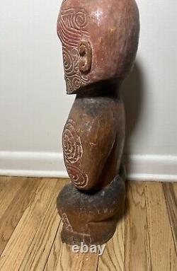 Excellent Antique Maori Tekoteko Ancestral Sculpture British Mus. Cast-Read 24