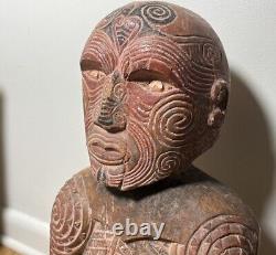 Excellent Antique Maori Tekoteko Ancestral Sculpture British Mus. Cast-Read 24
