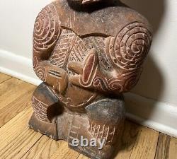 Excellent Antique Maori Tekoteko Ancestral Sculpture British Mus. Cast-Read 24