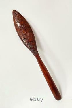 Fine Vintage Maori Dance Paddle Hand Carved In Rotorua New Zealand Tribal