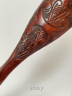 Fine Vintage Maori Dance Paddle Hand Carved In Rotorua New Zealand Tribal