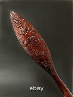 Fine Vintage Maori Dance Paddle Hand Carved In Rotorua New Zealand Tribal