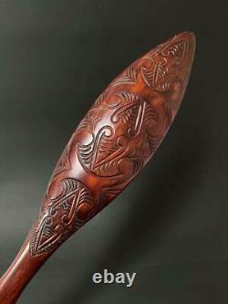 Fine Vintage Maori Dance Paddle Hand Carved In Rotorua New Zealand Tribal