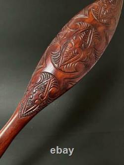 Fine Vintage Maori Dance Paddle Hand Carved In Rotorua New Zealand Tribal