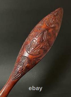 Fine Vintage Maori Dance Paddle Hand Carved In Rotorua New Zealand Tribal