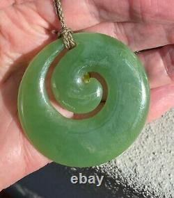 Flawless Large Gem Nz Maori Kahurangi Pounamu Greenstone Jade Koru