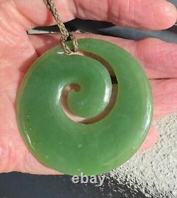 Flawless Large Gem Nz Maori Kahurangi Pounamu Greenstone Jade Koru