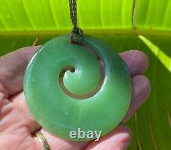 Flawless Large Gem Nz Maori Kahurangi Pounamu Greenstone Jade Koru