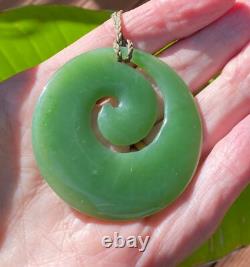 Flawless Large Gem Nz Maori Kahurangi Pounamu Greenstone Jade Koru