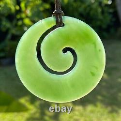 Flawless Large Gem Nz Maori Kahurangi Pounamu Greenstone Jade Koru