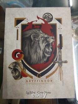 Gryffindor 5G Silver Coin Notes New Zealand Mint Harry potter
