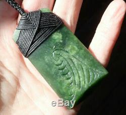 Hand Carved Arapo Whata Nz Greenstone Pounamu Jade Engraved Maori Hei Toki Adze