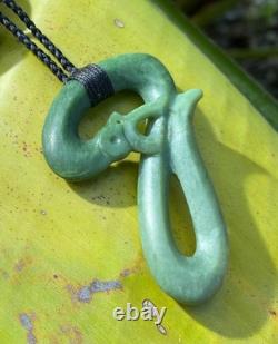 Hand Carved Dallas Crombie Nz Inanga Pounamu Nephrite Jade Maori Taniwha Dragon