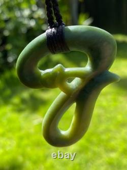 Hand Carved Dallas Crombie Nz Inanga Pounamu Nephrite Jade Maori Taniwha Dragon