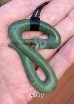 Hand Carved Dallas Crombie Nz Inanga Pounamu Nephrite Jade Maori Taniwha Dragon