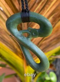 Hand Carved Dallas Crombie Nz Inanga Pounamu Nephrite Jade Maori Taniwha Dragon