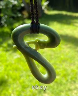 Hand Carved Dallas Crombie Nz Inanga Pounamu Nephrite Jade Maori Taniwha Dragon